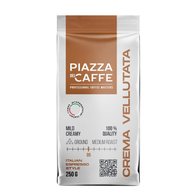 Кофе молотый Piazza del Caffe, бархатистый крем, 250 гр