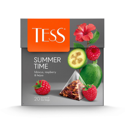 Чай травяной Tess Летнее время, с гибискусом, яблоком и шиповником, в пирамидках, 20 шт.