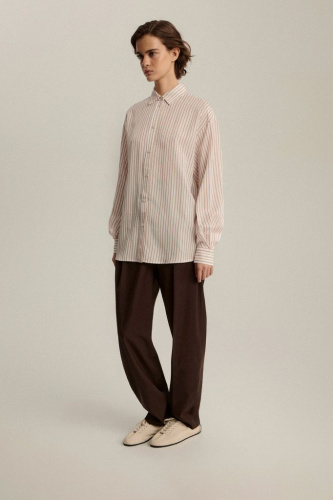 Рубашка в полоску с объемным рукавом