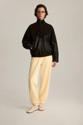 Куртка комбинированная из кожи и замши