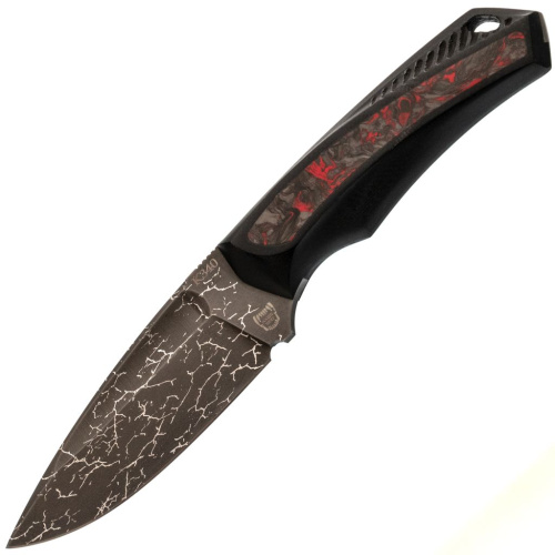 Нож Pocket Wolf Мини Тактик, сталь K340, рукоять G10/хаотичный карбон, черный