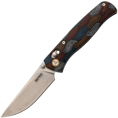 Складной нож SRM Medal 255l-GQ2, сталь 140Cr Laminated, рукоять Damascus G10
