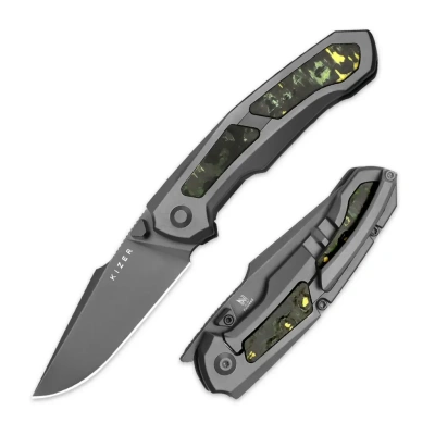 Складной нож Kizer Feweed, сталь S90V, рукоять карбон/титан