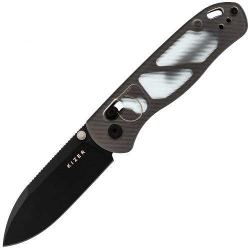 Складной нож Kizer Drop Bear, сталь Nitro-V, компактный EDC, рукоять акрил, темно-серый