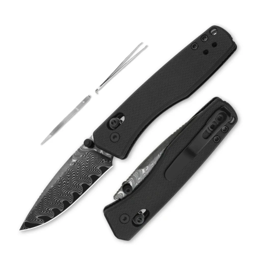 Складной нож Kizer Aegis, сталь Damascus, рукоять G10, черный