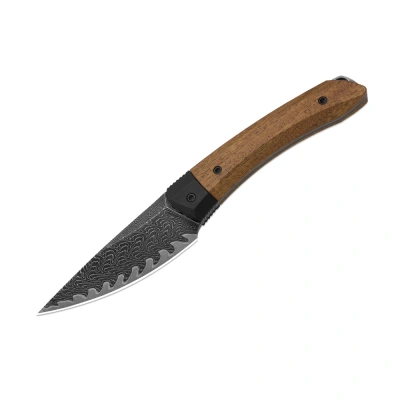 Туристический нож Kizer Momo Fix 3, сталь VG-10 Damascus, рукоять Black G10/Wood