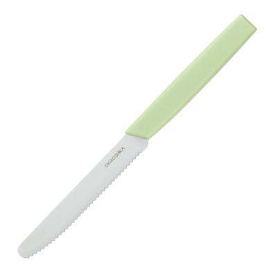 Нож кухонный cтоловый серрейтор Okroshka Salad 11 см, сталь 5cr15mov, рукоять пластик, зеленый