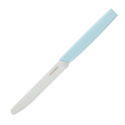 Нож кухонный cтоловый серрейтор Okroshka Salad 11 см, сталь 5cr15mov, рукоять пластик, голубой