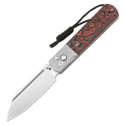 Складной нож Artisan Cutlery Holm, сталь S90V, рукоять сталь/карбон, красно-черный