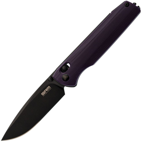 Складной нож SRM Terrier 258L-GN, сталь D2, рукоять G10, фиолетовый