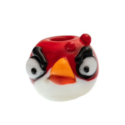 Бусина Angry bird, красная, стекло