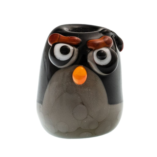 Бусина Angry bird, черная, стекло