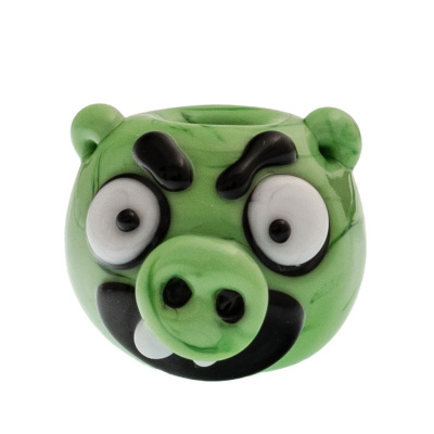 Бусина Angry bird, зеленая, стекло
