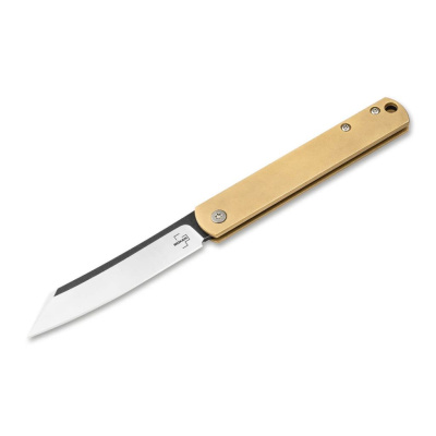 Складной нож Boker Zenshin Brass, сталь 440C, рукоять латунь