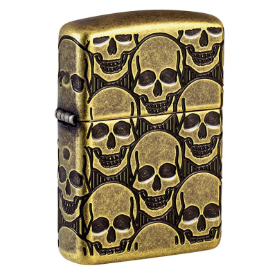 Зажигалка ZIPPO Armor® Cackling Cranium с покрытием Antique Brass, латунь/сталь, золотистая, матовая, 38x13x57 мм