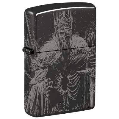 Зажигалка ZIPPO Skull King с покрытием High Polish Black, латунь/сталь, черная, глянцевая, 38x13x57 мм