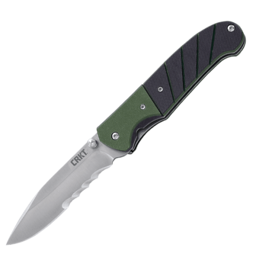 Полуавтоматический складной нож Ignitor Veff Serrations™, CRKT 6855, сталь 8Cr14MoV Satin Combo Edge, рукоять стеклотекстолит G10