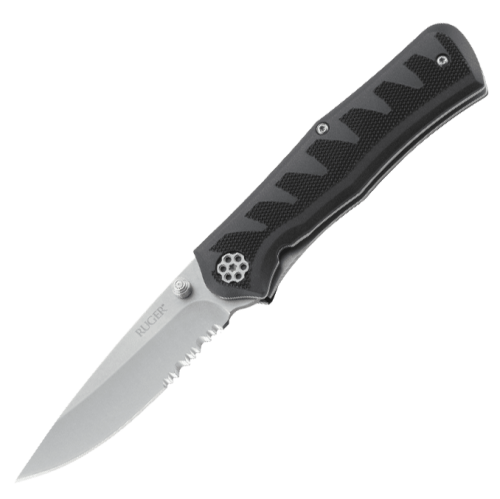 Полуавтоматический складной нож Ruger® Knives Crack-Shot™ Compact, сталь 8Cr13MOV Stonewashed Combo, рукоять термопластик GRN