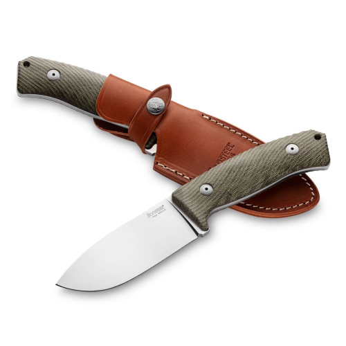 Нож с фиксированным клинком LionSteel M3, сталь Niolox, рукоять микарта, зеленый