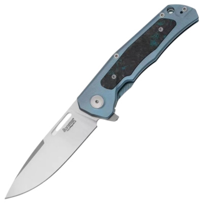 Складной нож LionSteel Q4TTRO, сталь MagnaCut, рукоять титан, голубой