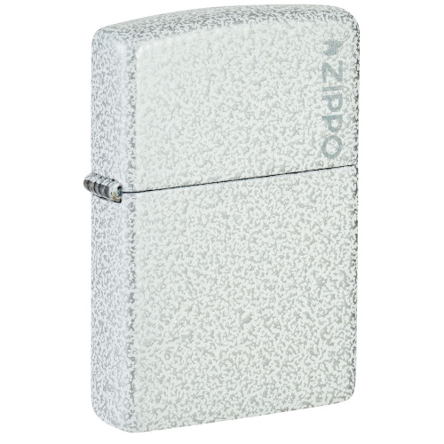 Зажигалка ZIPPO Logo с покрытием Glacier, латунь/сталь, белая, матовая, 38x13x57 мм