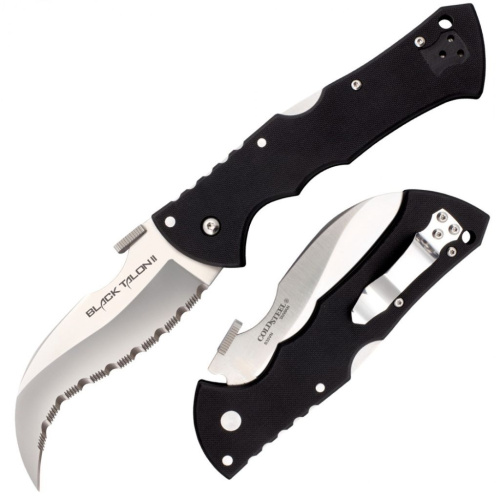 Нож складной Cold Steel Black Talon II Serrated Edge, сталь CPM-S35VN, рукоять G10, черный