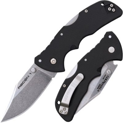 Нож складной Cold Steel Mini Recon 1 Clip Point, сталь AUS-10A, рукоять термопластик GRN, черный