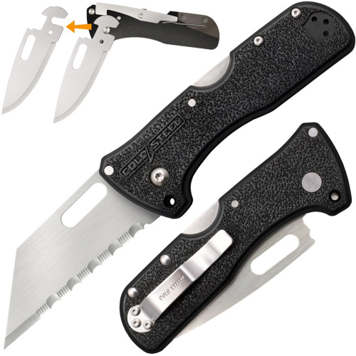 Нож складной со сменными лезвиями Cold Steel Click N Cut Folder, сталь 420J2, рукоять пластик, черный