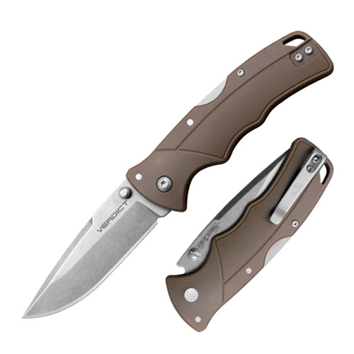 Нож складной Cold Steel Verdict Spear, сталь 1.4116, рукоять термопластик GFN, темно-коричневый