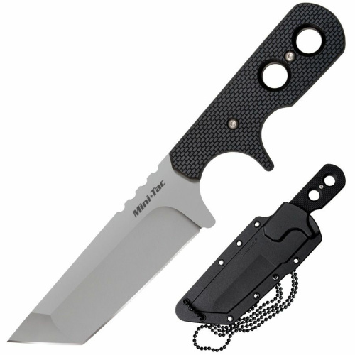 Шейный нож Cold Steel Mini Tac Tanto, сталь AUS-8A, рукоять Griv-Ex, черный