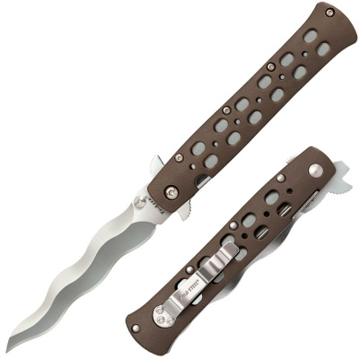 Нож складной Cold Steel Ti-Lite 4" Kris Plane, сталь AUS-10A, рукоять zytel, коричневый