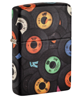 Зажигалка ZIPPO Records Design с покрытием 540 Matte, латунь/сталь, черная, 38x13x57 мм