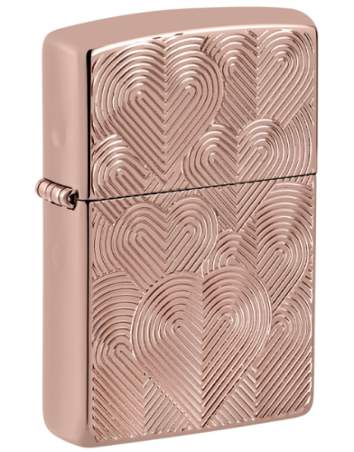 Зажигалка ZIPPO Armor® Hearts с покрытием Rose Gold, латунь/сталь, розовое золото, 38x13x57 мм