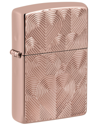 Зажигалка ZIPPO Armor® Hearts с покрытием Rose Gold, латунь/сталь, розовое золото, 38x13x57 мм