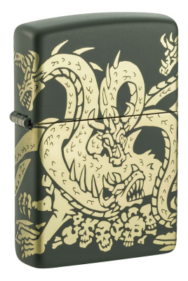 Зажигалка ZIPPO Dragon Design с покрытием Green Matte, латунь/сталь, зеленая, матовая