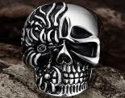 Кольцо ZIPPO, серебристое, в форме черепа, нержавеющая сталь, 2,3x3,3x0,5 см, диаметр 19,7 мм