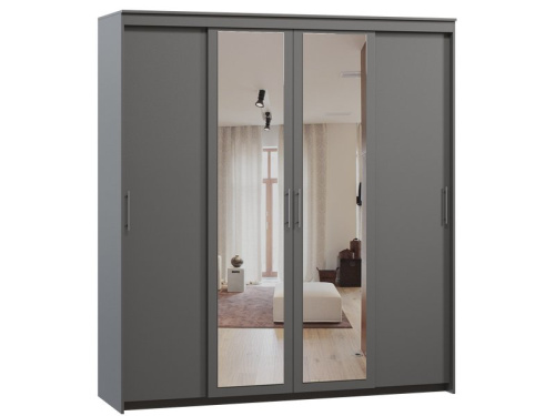 Шкаф-купе Тебар 4-200x220 Графитовый 2 зеркала