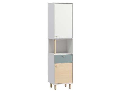Стеллаж Дикинс 45x190 Береза/Серо-зеленый
