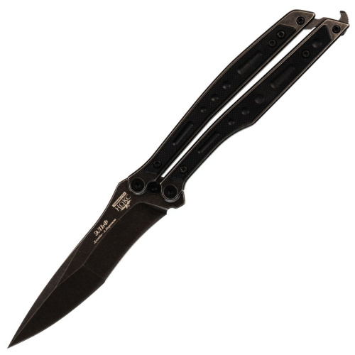 Нож-бабочка (балисонг) НОКС Эльф Black, сталь D2, рукоять G10