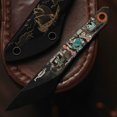 Скелетный нож киридаши N.C.Custom KOI Остров Сокровищ №2, сталь AUS-8