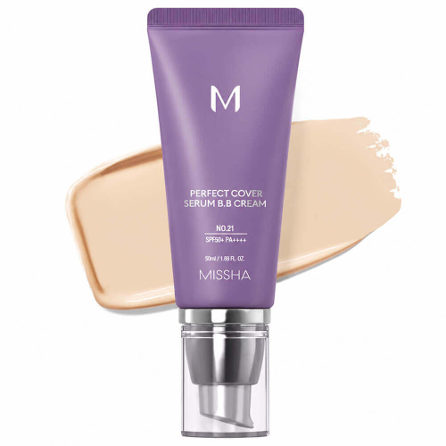 Стойкий BB-крем для зрелой кожи Missha М Perfect Cover Serum BB Cream SPF50+ PA++++ 21 Light Beige