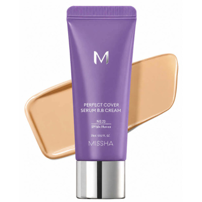 Миниатюра стойкого BB-крема для зрелой кожи Missha М Perfect Cover Serum BB Cream SPF50+ PA++++ 23 Natural Beige