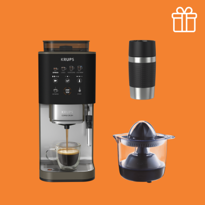 Автоматическая кофемашина KRUPS Coffee Crush SA403BE0 + в подарок термокружка Tefal N2161144 и соковыжималка Moulinex