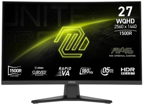 Монитор 27" MSI MAG 275CQF E18 9S6-3CE91H-022 2560х1440, VA, LED, 250cd, 5000:1, 10M:1, 0.5ms, 178гр/178гр, HDMI, DP, 180Hz, black