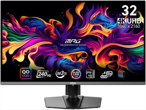Монитор 31,5" MSI MPG 321URX 9S6-3DD29A-055 3840x2160, 16:9, QD-OLED, 250 cd/m, 1500000:1, 0.03 ms, 178°/178°, 240Hz, 2*HDMI, DP, Type C, Black