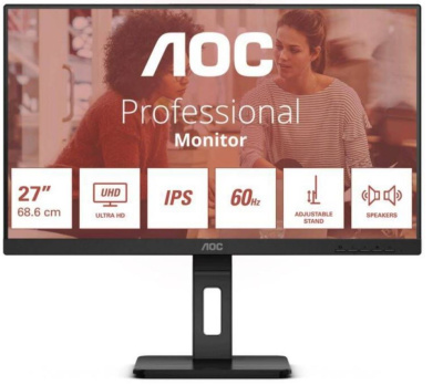 Монитор 27" AOC U27E3UF 3840x2160, 4K, IPS, 350 cd/m, 1000:1, 4 ms, 178°/178°, 2xHDMI 2.0, Pivot, Black