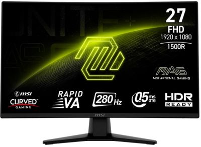 Монитор 27" MSI MAG 274CXF 9S6-3CE31T-012 1920x1080, 1мс, 300 кд/м2, 3000:1, 100M:1, 178°/178°, VA, 16:9, 280Hz, 2*HDMI 2.0, DP 1.2, Tilt, VESA