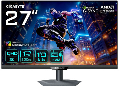 Монитор 27" GIGABYTE M27Q2 QD 2560x1440, LED, 16:9, IPS, 350cd, 1000:1, 0.5ms, 178гр/178гр, DP, HDMI, USB, 200Hz, black