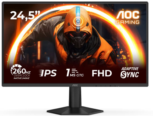 Монитор 24,5" AOC 25G50Z 1920X1080, WLED, 16:9, 300cd/m, 1000:1, 80M:1, 1ms, 178/178, 2*HDMI, DP, 260HZ, black