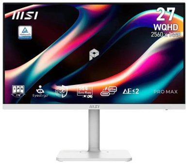Монитор 27" MSI Pro Max 271QPHW E14 9S6-3PF54H-021 2560x1440 LED, 16:9, IPS, 300cd, 1500:1, 4ms, 178/178, DP, HDMI, USB, audio, 144Hz, Speakers, tilt,